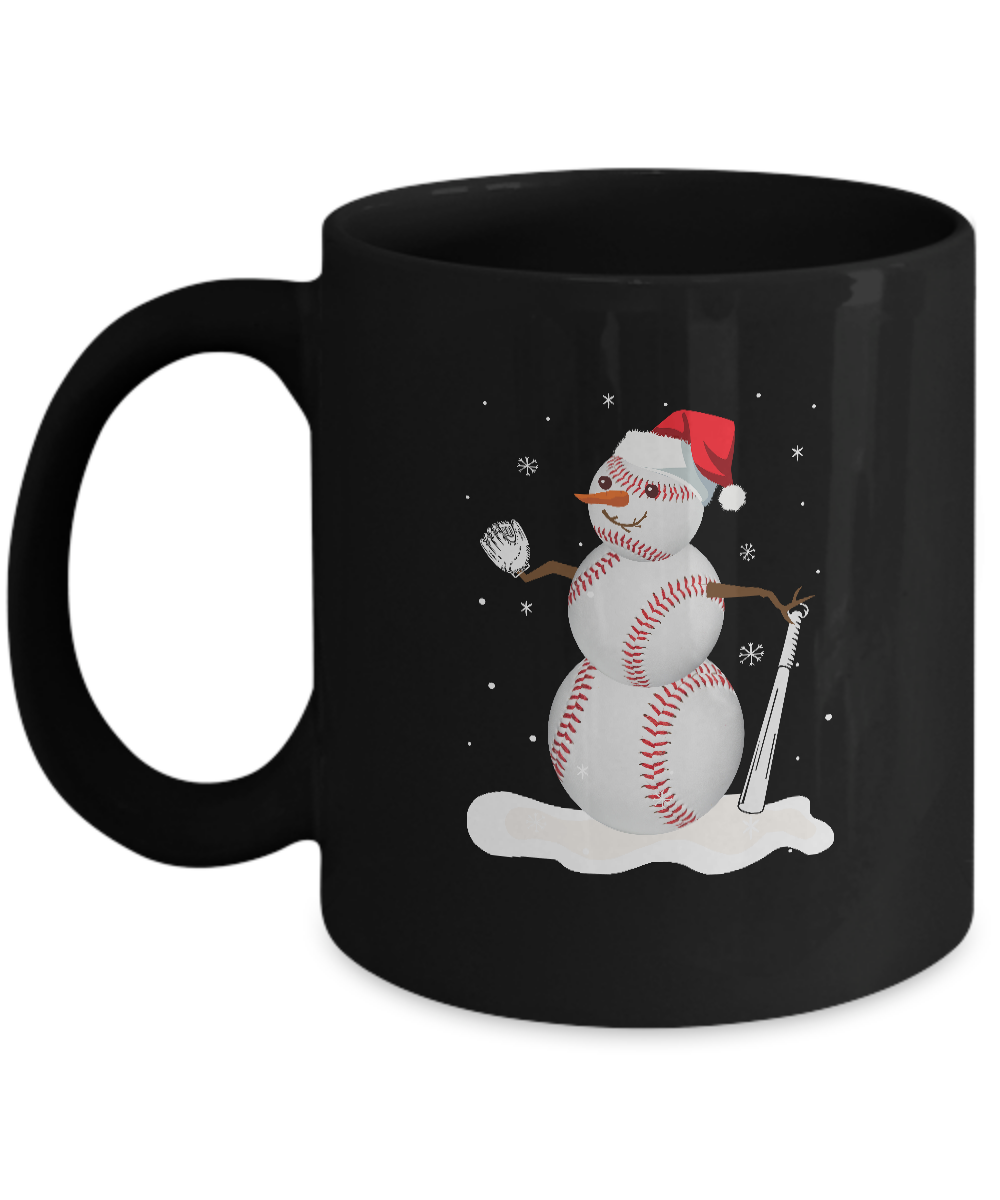 Christmas Baseball Snowman Christmas Mug-Coffee Mug-11oz Mug-Black