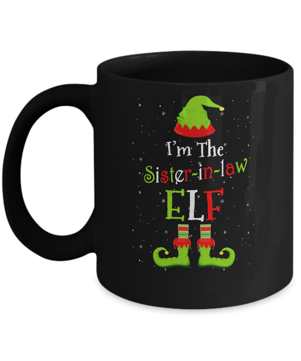 I'm The Sister-In-Law Elf Family Matching Funny Christmas Group Gift Mug-Coffee Mug-11oz Mug-Black