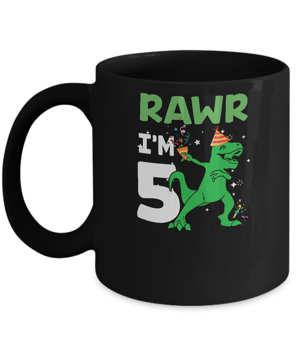 Rawr I'm 7 Birthday Gifts 2014 Dinosaur For Boys Youth Mug-Coffee Mug-11oz Mug-Black