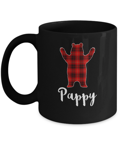 Red Pappy Bear Buffalo Plaid Family Christmas Pajamas Mug-Coffee Mug-11oz Mug-Black