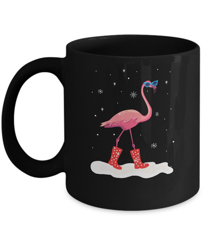 Flamingo With Rubber Boots Snow Mug-Coffee Mug-11oz Mug-Black