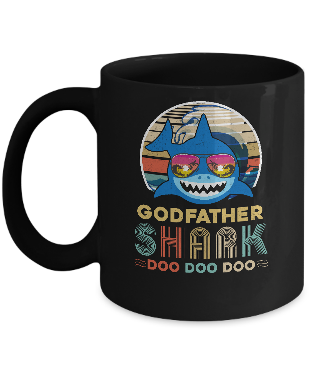 Retro Vintage Godfather Shark Doo Doo Doo Mug-Coffee Mug-11oz Mug-Black