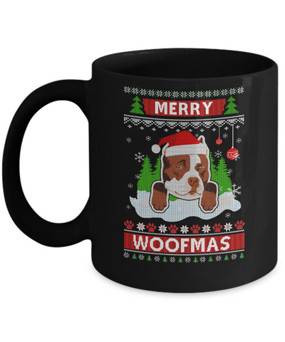 Pitbull Merry Woofmas Ugly Christmas Sweater Mug-Coffee Mug-11oz Mug-Black