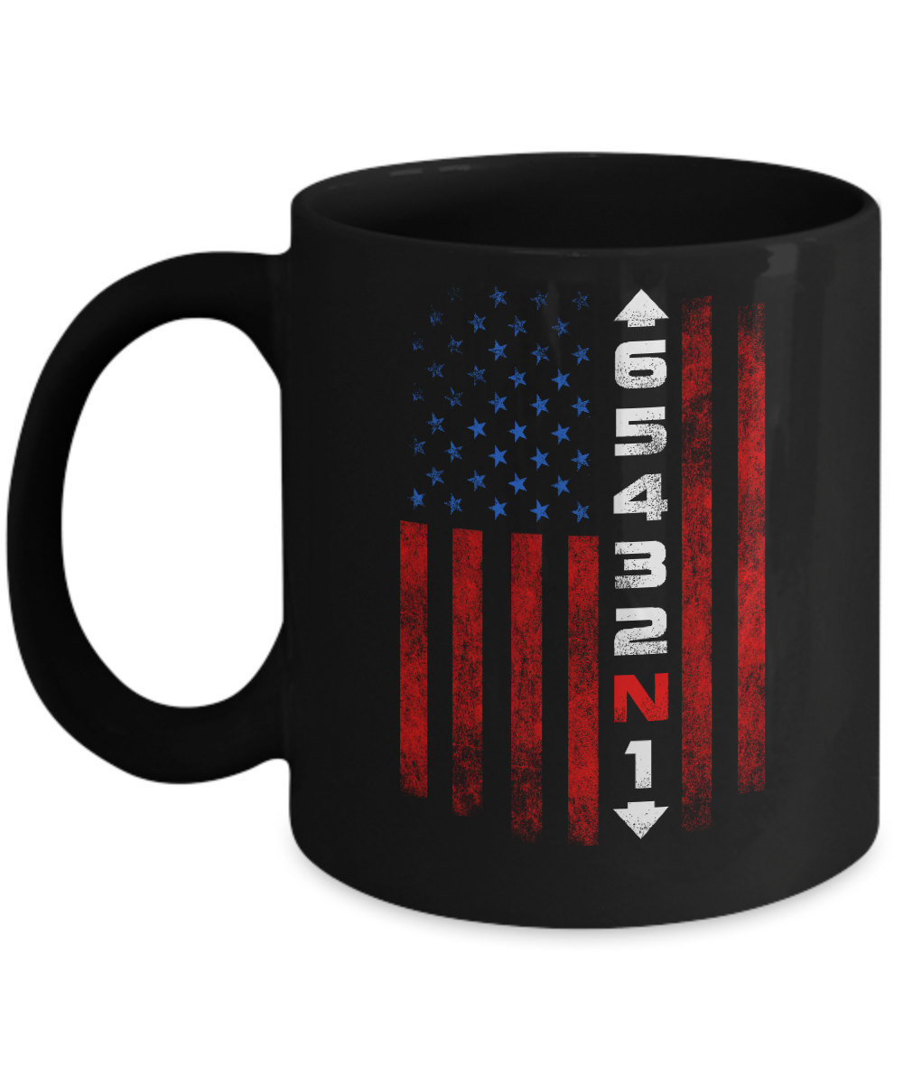 Motorcycle Gears Fun Motorbike American Us Flag Mug-Coffee Mug-11oz Mug-Black