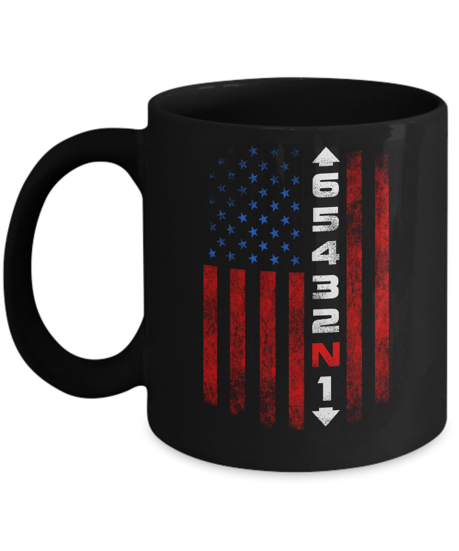 Motorcycle Gears Fun Motorbike American Us Flag Mug-Coffee Mug-11oz Mug-Black