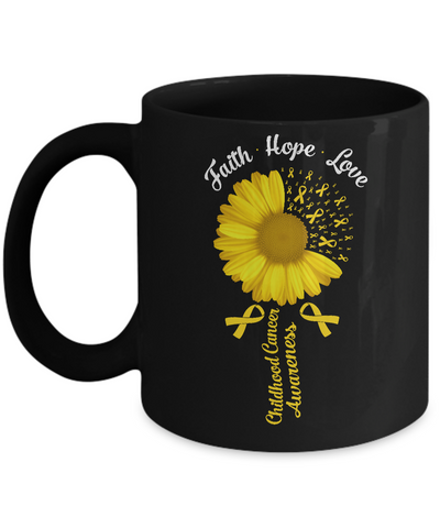 Faith Hope Love Childhood Cancer Awareness Mug-Coffee Mug-11oz Mug-Black