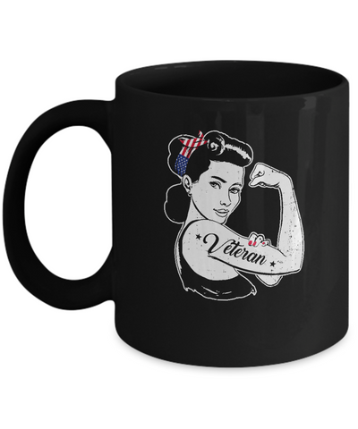 Woman Veteran Strong Girl America 4Th July Mug-Coffee Mug-11oz Mug-Black