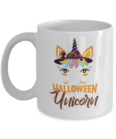 Halloween Costume Unicorn Witch Bats Mug-Coffee Mug-11oz Mug-White