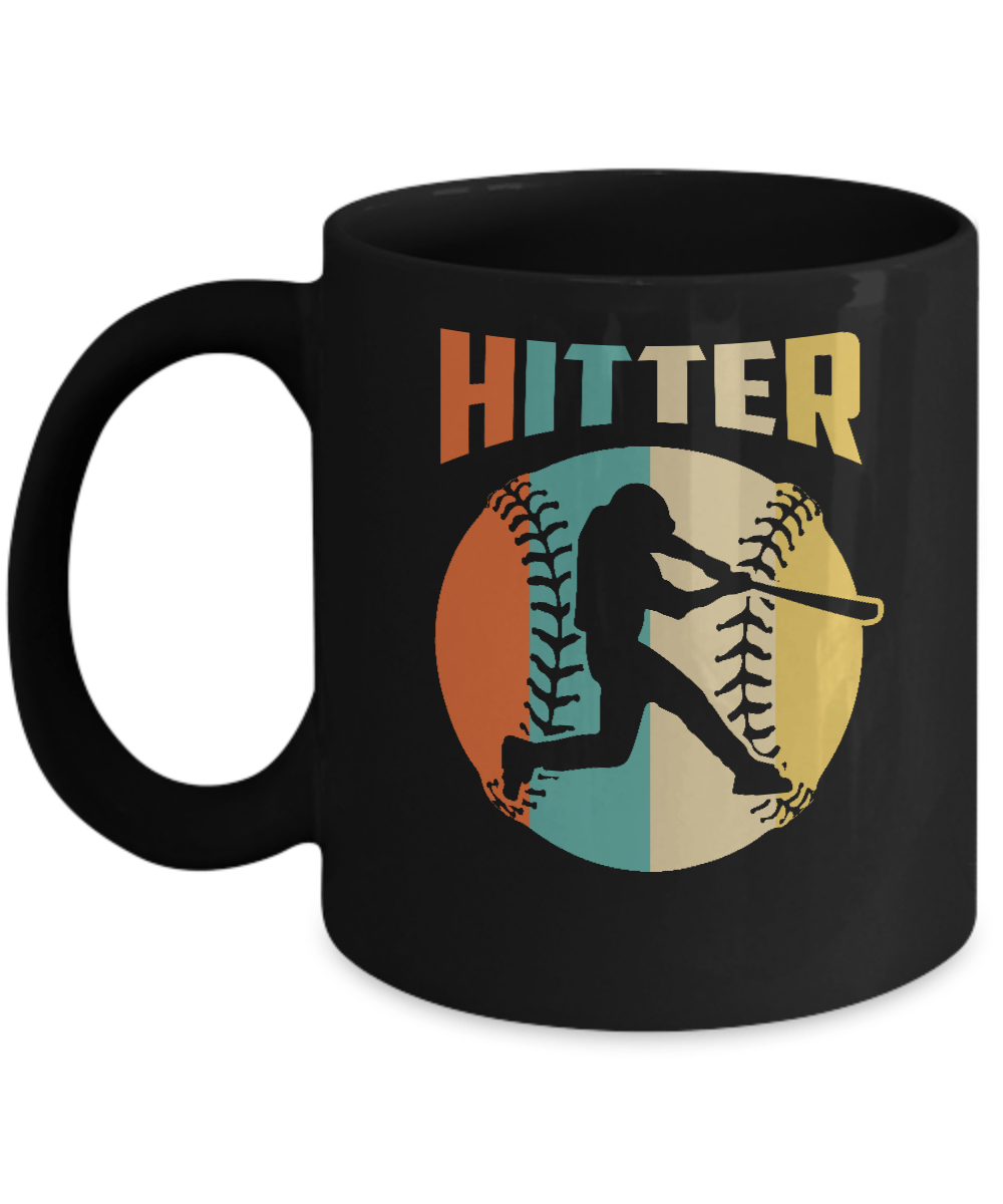 Classic Vintage Retro Style Hitter Baseball Mug-Coffee Mug-11oz Mug-Black