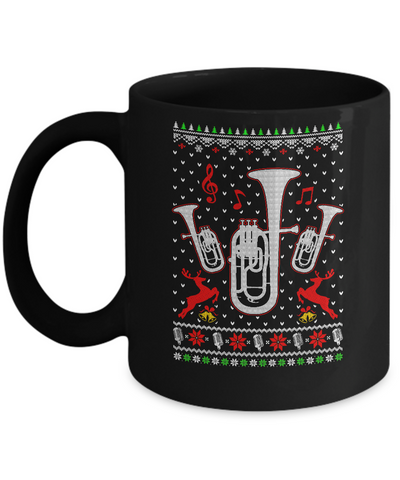 Santa Euphonium Ugly Christmas Sweater Gifts Mug-Coffee Mug-11oz Mug-Black