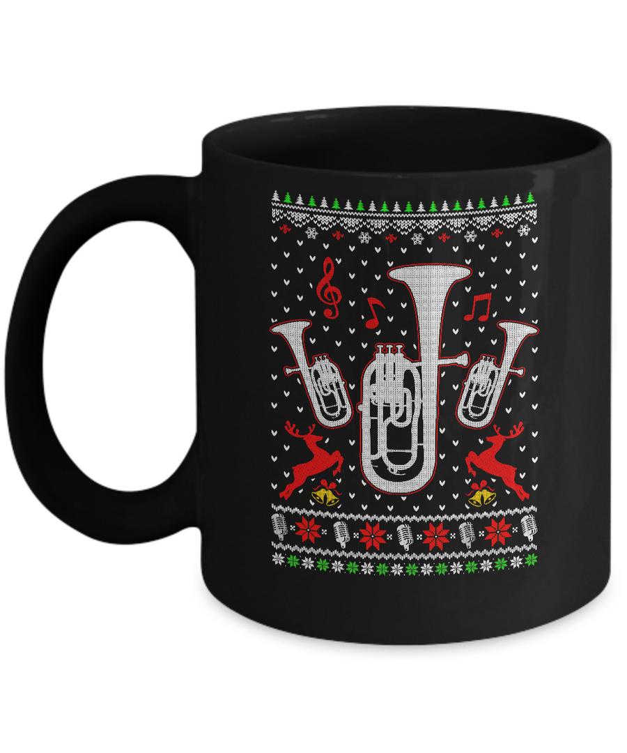 Santa Euphonium Ugly Christmas Sweater Gifts Mug-Coffee Mug-11oz Mug-Black