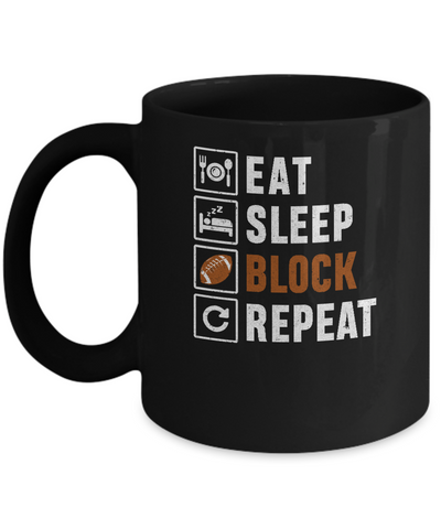 Funny Eat Sleep Block Repeat Football Gifts Mug-Coffee Mug-11oz Mug-Black