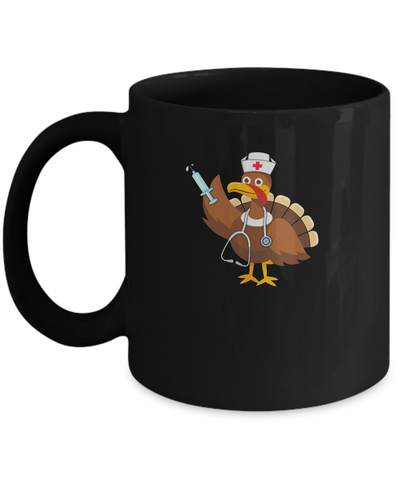 Nurse Turkey Funny Thanksgiving For Nurses Mug-Coffee Mug-11oz Mug-Black