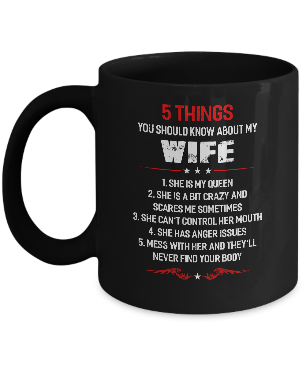 5 Things You Should Know About My Wife Husband Mug-Coffee Mug-11oz Mug-Black