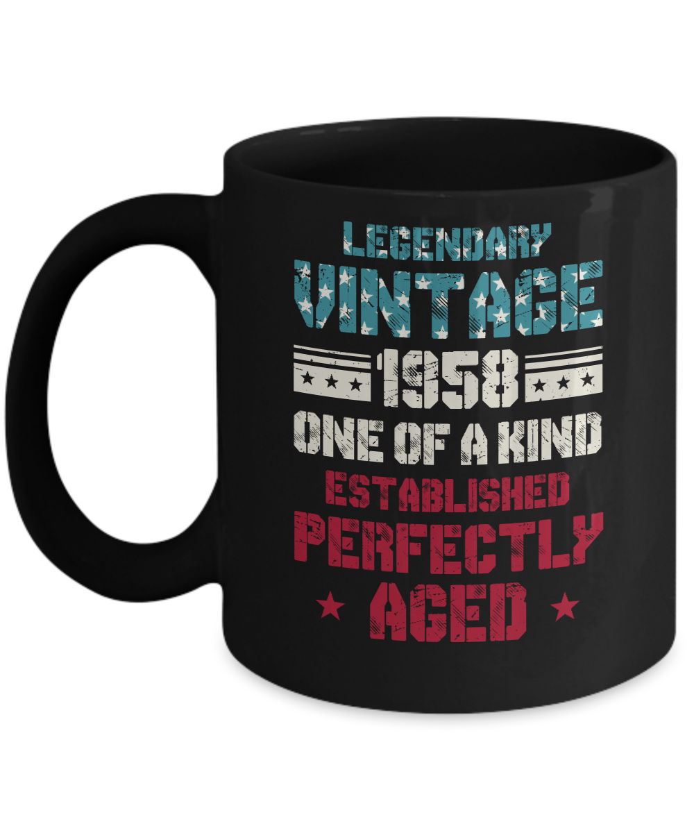 Legendary Vintage 1958 63th Years Old Birthday Gift Mug-Coffee Mug-11oz Mug-Black
