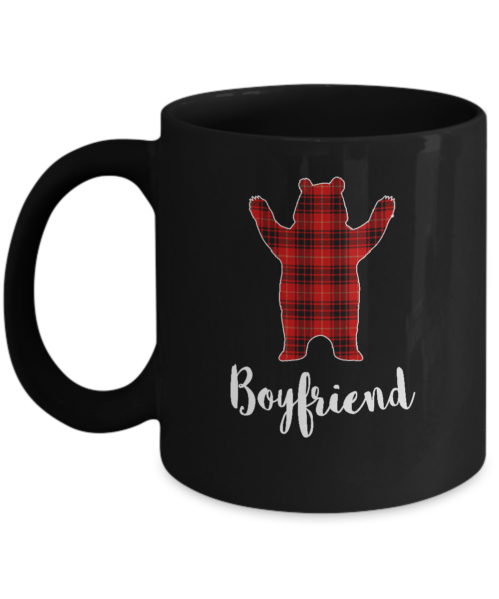Red Boyfriend Bear Buffalo Plaid Family Christmas Pajamas Mug