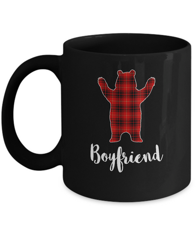 Red Boyfriend Bear Buffalo Plaid Family Christmas Pajamas Mug-Coffee Mug-11oz Mug-Black