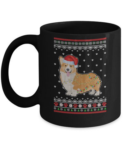 Corgi Christmas Ugly Sweater Lights Dog Xmas Gift Mug-Coffee Mug-11oz Mug-Black