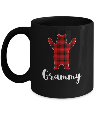 Red Grammy Bear Buffalo Plaid Family Christmas Pajamas Mug-Coffee Mug-11oz Mug-Black