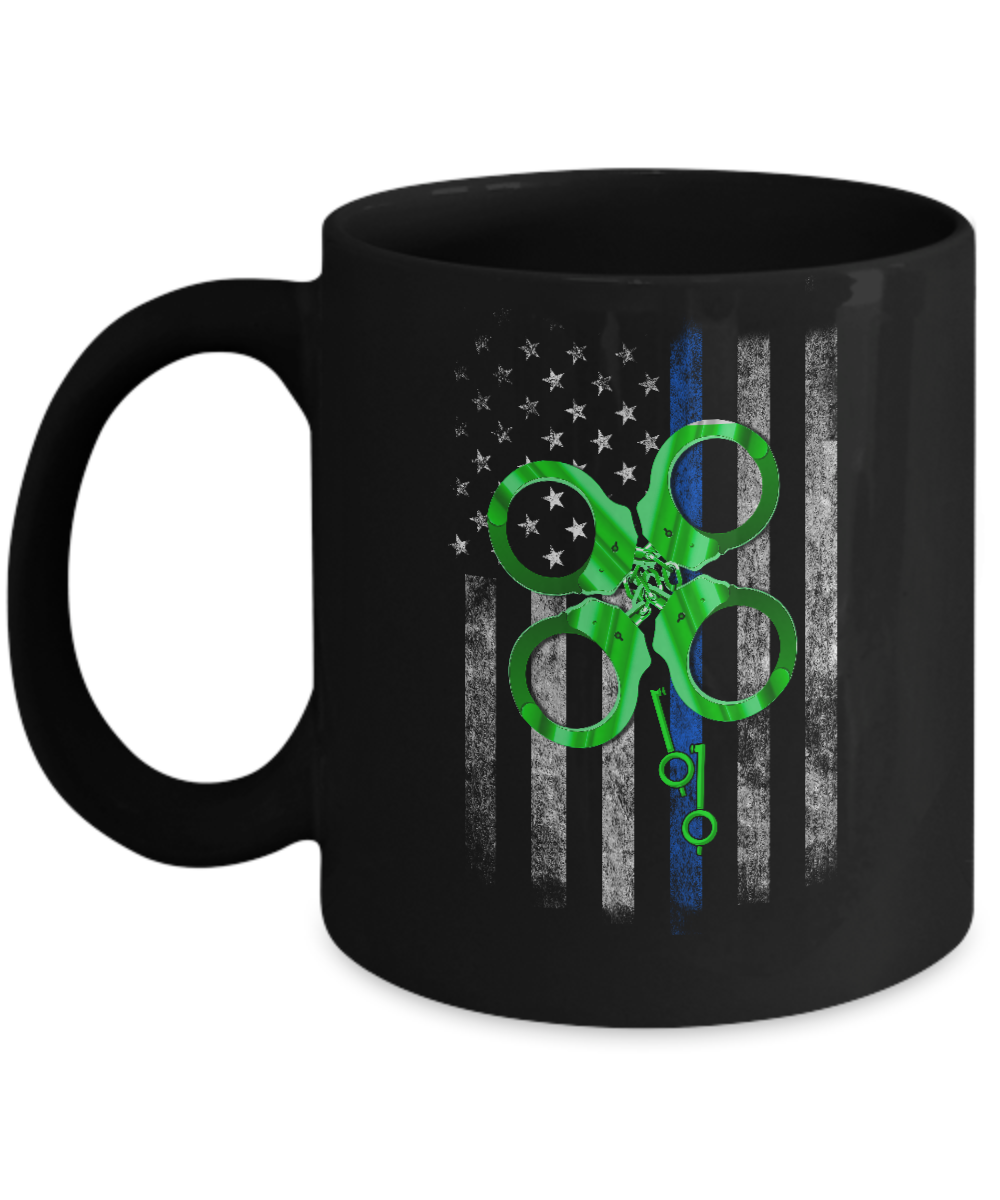 Thin Blue Line Police St Patrick's Day Clover Mug