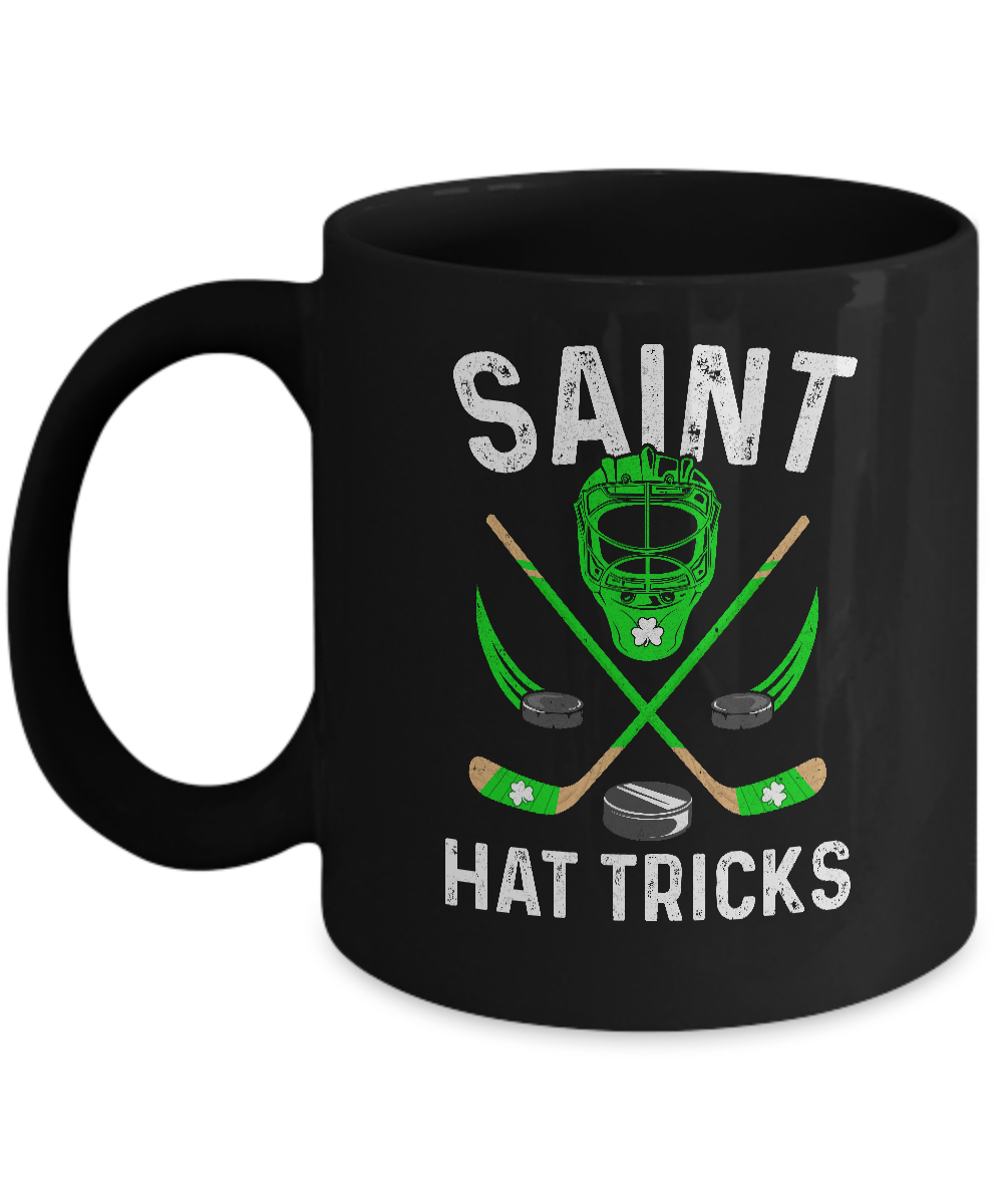 Saint Hat Tricks Leprechaun Lover Hockey St. Patrick's Day Mug-Coffee Mug-11oz Mug-Black