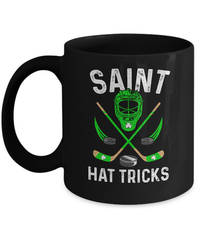 Saint Hat Tricks Leprechaun Lover Hockey St. Patrick's Day Mug-Coffee Mug-11oz Mug-Black