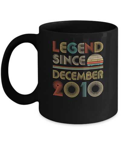 Legend Since December 2010 Vintage 11th Birthday Gifts Youth Mug-Coffee Mug-11oz Mug-Black