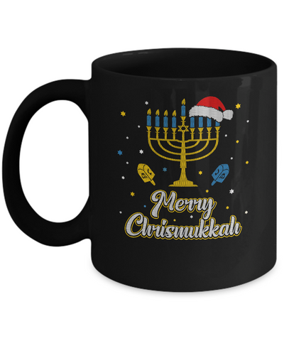 Christmas Ugly Hanukkah Sweater Menorah Merry Chrismukkah Mug-Coffee Mug-11oz Mug-Black