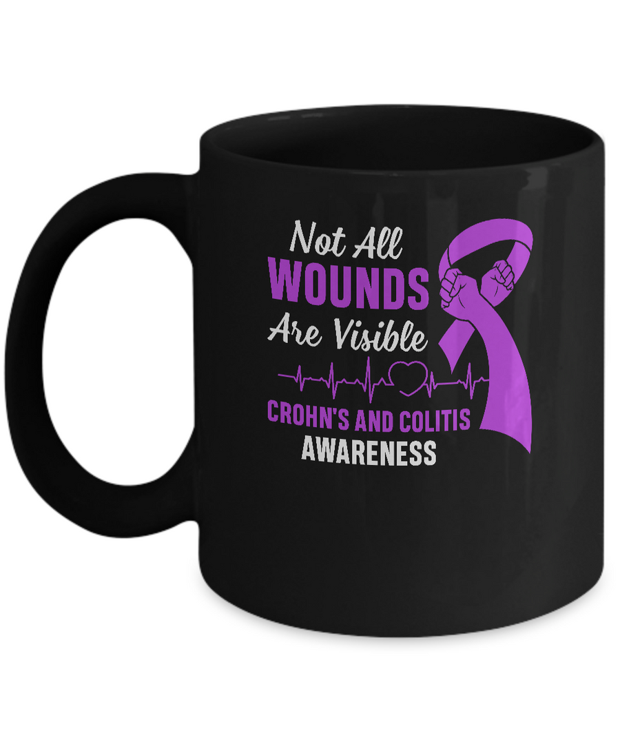 Crohn's And Colitis Awareness Not All Wounds Are Visible Mug-Coffee Mug-11oz Mug-Black