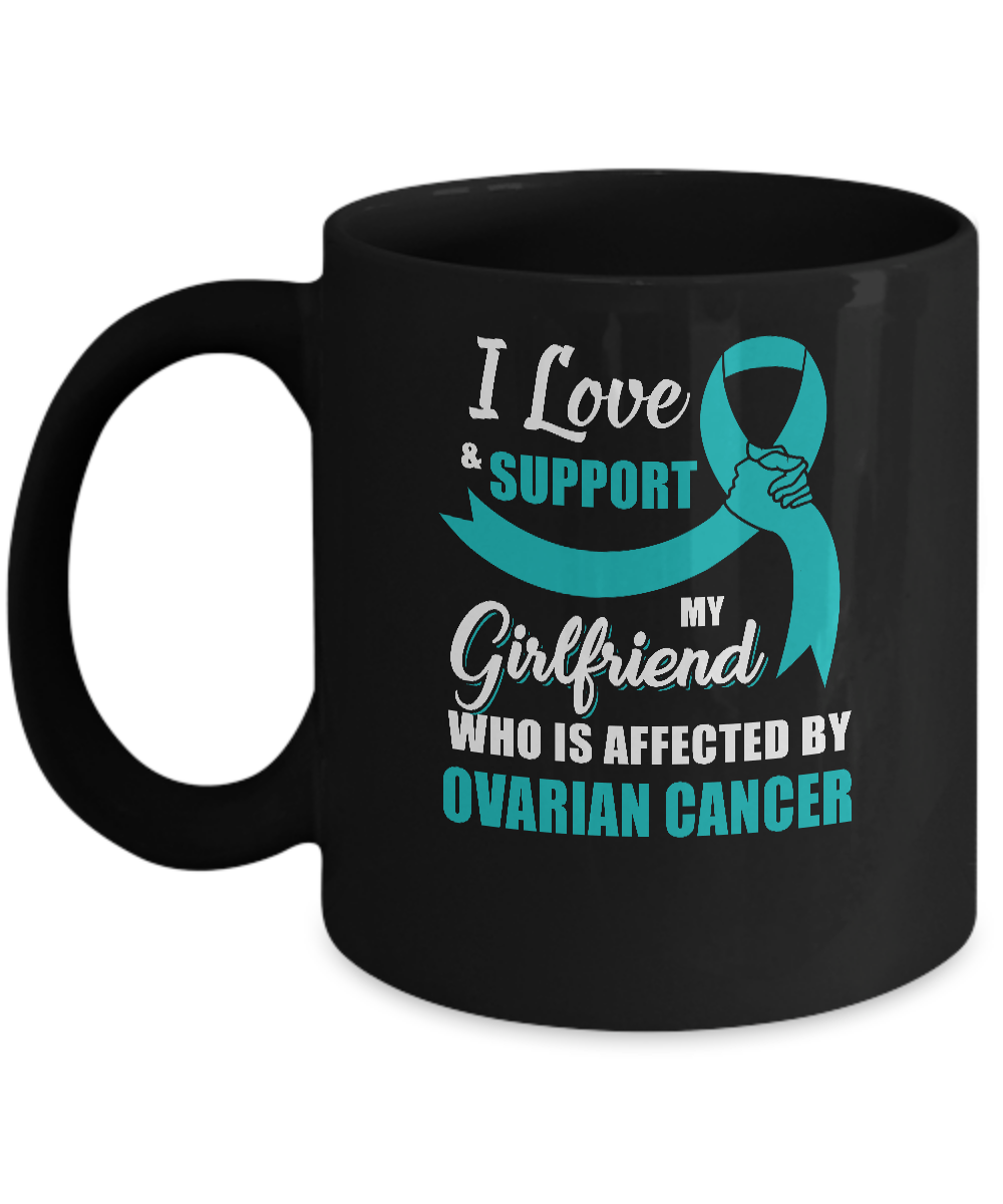 Ovarian Cancer Awareness Support Teal Girlfriend Boyfriend Mug-Coffee Mug-11oz Mug-Black