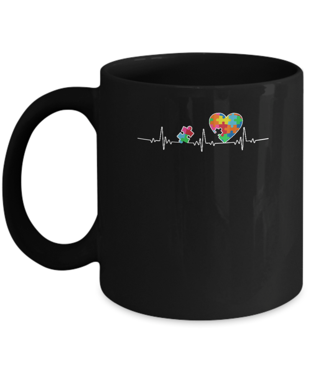 Autism Puzzle Heartbeat Autism Awareness Mug