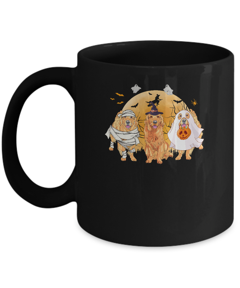 Golden Retriever Mummy Witch Dog Moon Ghosts Halloween Mug-Coffee Mug-11oz Mug-Black