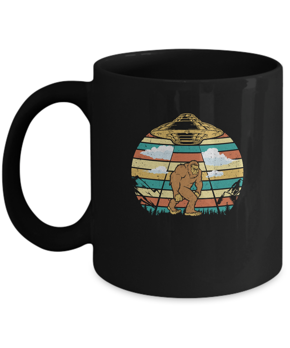 Vintage Retro Classic Bigfoot UFO Believe Gift Mug-Coffee Mug-11oz Mug-Black