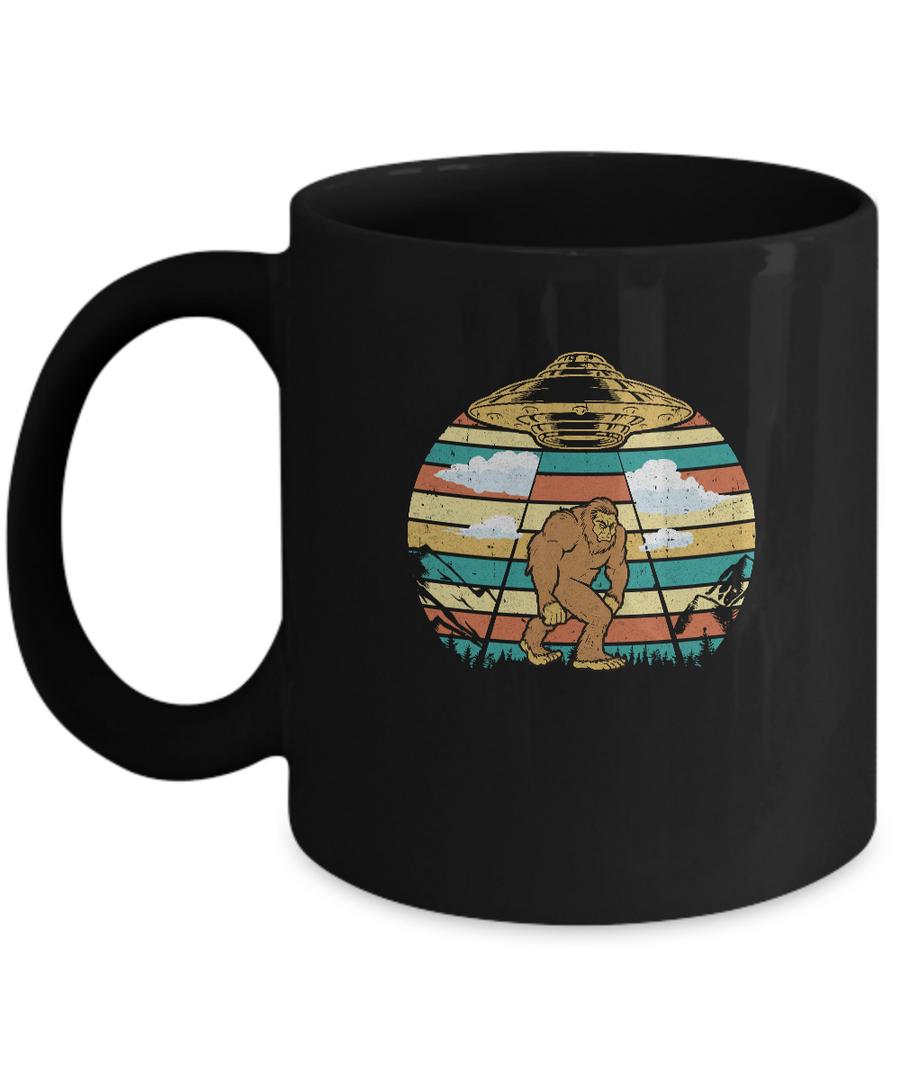 Vintage Retro Classic Bigfoot UFO Believe Gift Mug-Coffee Mug-11oz Mug-Black