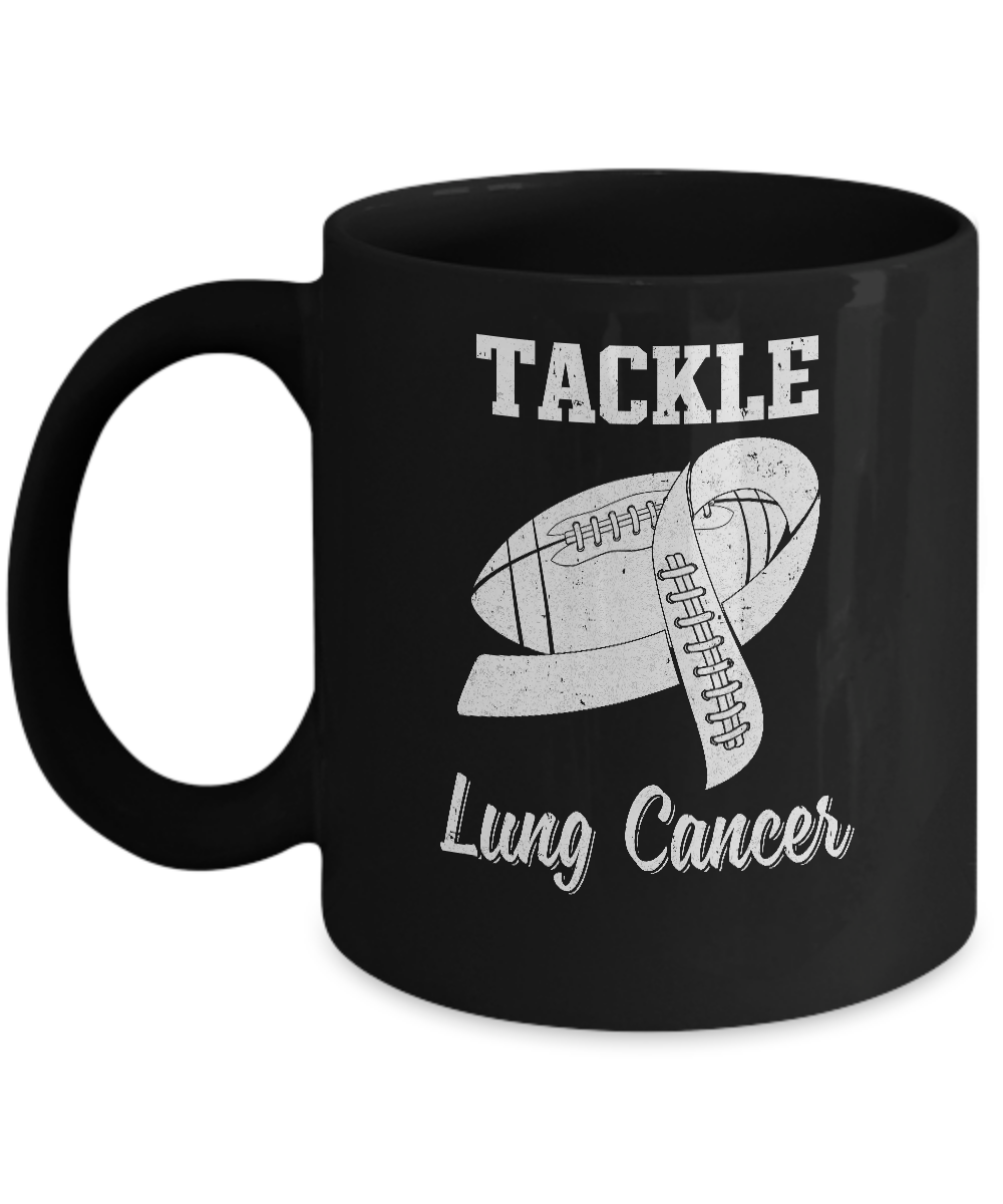 Football Survivor Tackle Clear Lung Cancer Awareness Mug-Coffee Mug-11oz Mug-Black