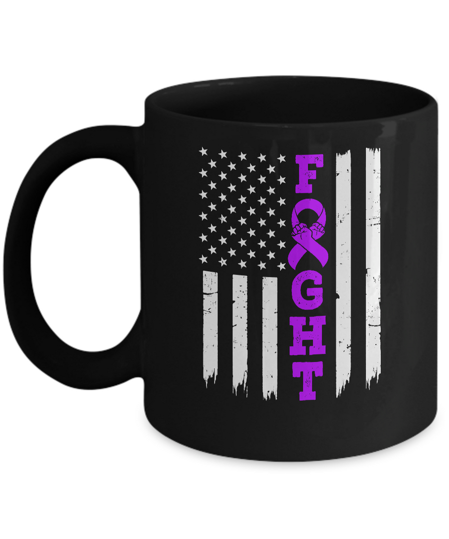 Alzheimer's Pancreatic Cancer Awareness American Flag Mug-Coffee Mug-11oz Mug-Black