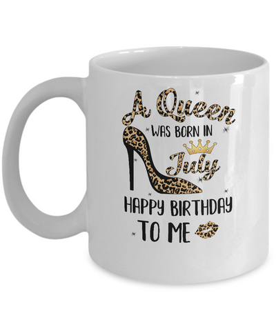 Born In July Girl Leopard High Heels Birthday Women Gift Mug-Coffee Mug-11oz Mug-White