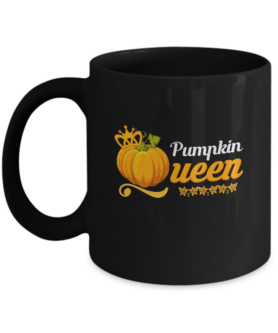 Pumpkin Queen Cute Pumpkin Spice Funny Halloween Mug-Coffee Mug-11oz Mug-Black