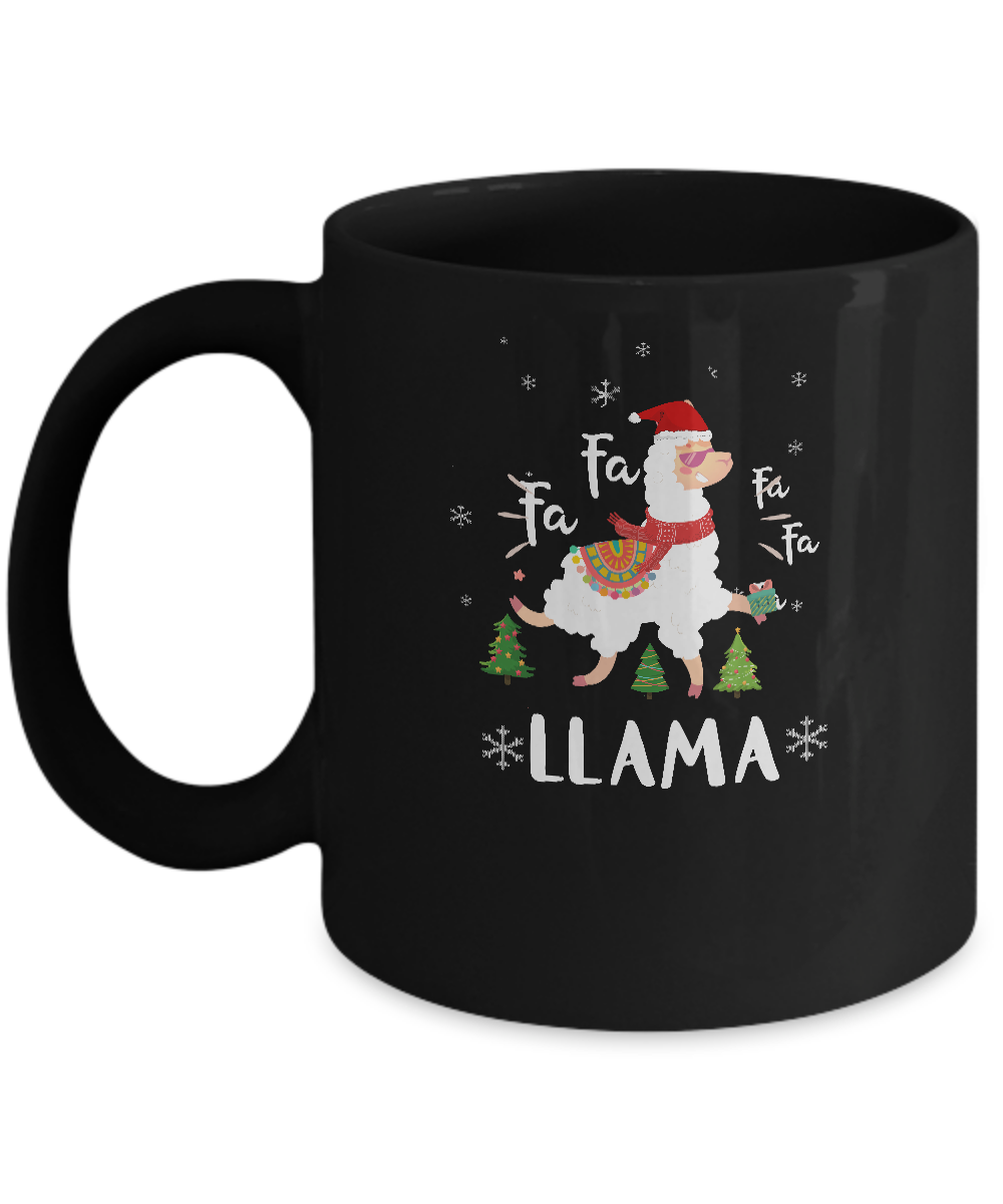 Fa La La Llama Santa Christmas Funny Gift Xmas Mug-Coffee Mug-11oz Mug-Black