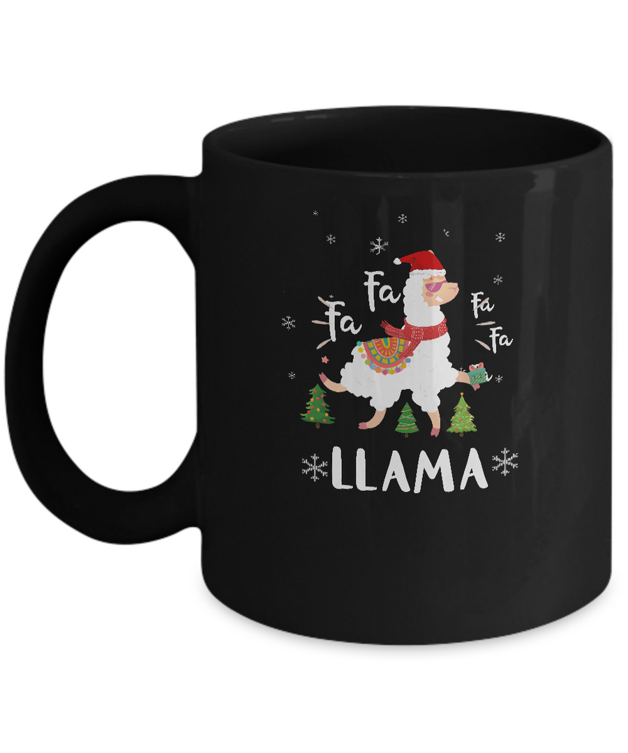Fa La La Llama Santa Christmas Funny Gift Xmas Mug-Coffee Mug-11oz Mug-Black
