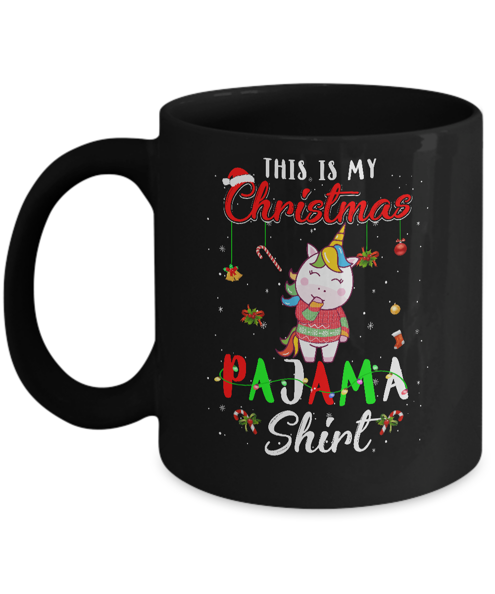 This Is My Christmas Pajama Unicorn Christmas Gifts Mug-Coffee Mug-11oz Mug-Black