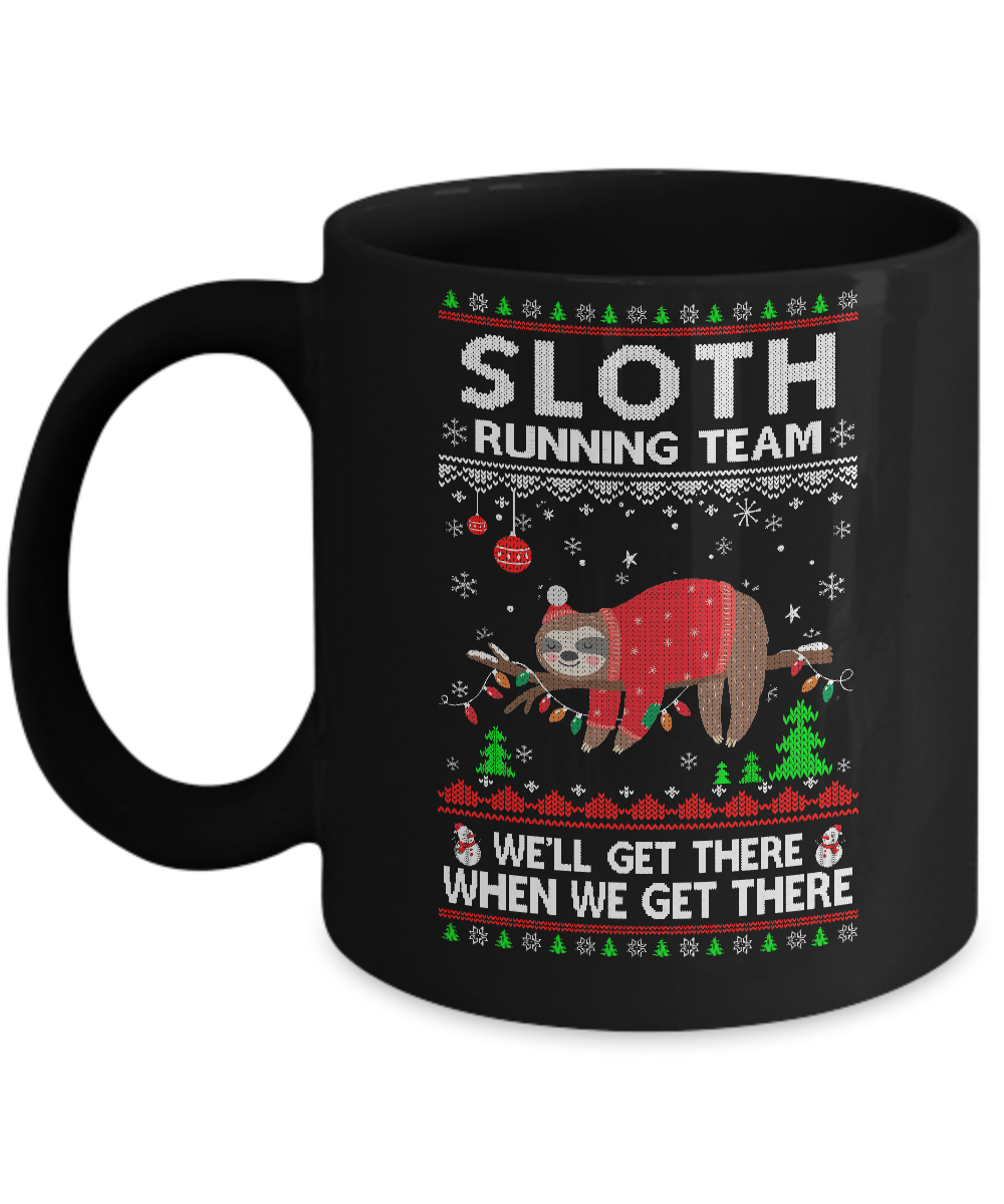 Funny Sloth Running Team Ugly Christmas Sweater Gift Mug