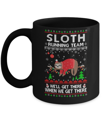 Funny Sloth Running Team Ugly Christmas Sweater Gift Mug-Coffee Mug-11oz Mug-Black