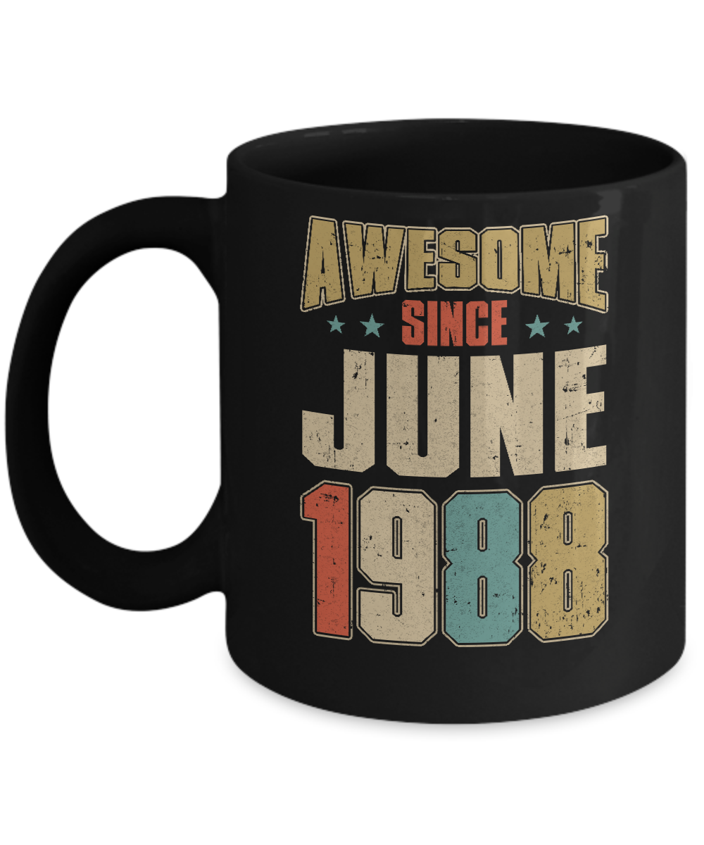 Vintage Retro Awesome Since June 1988 34th Birthday Mug