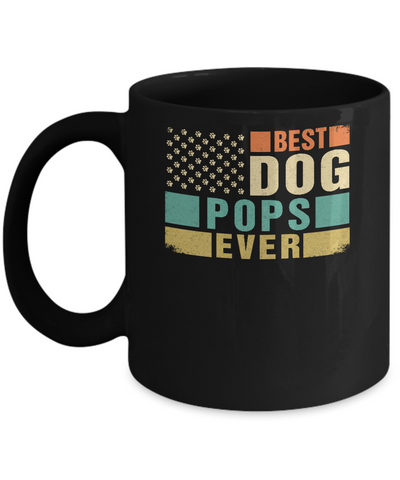 Vintage Retro BEST DOG POPS EVER American Flag Fathers Day Mug-Coffee Mug-11oz Mug-Black