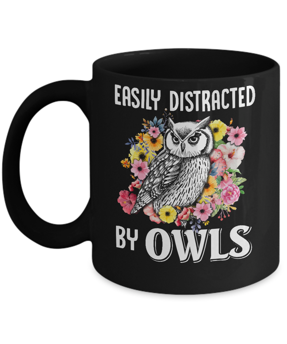 Easily Distracted By Owls Mug-Coffee Mug-11oz Mug-Black