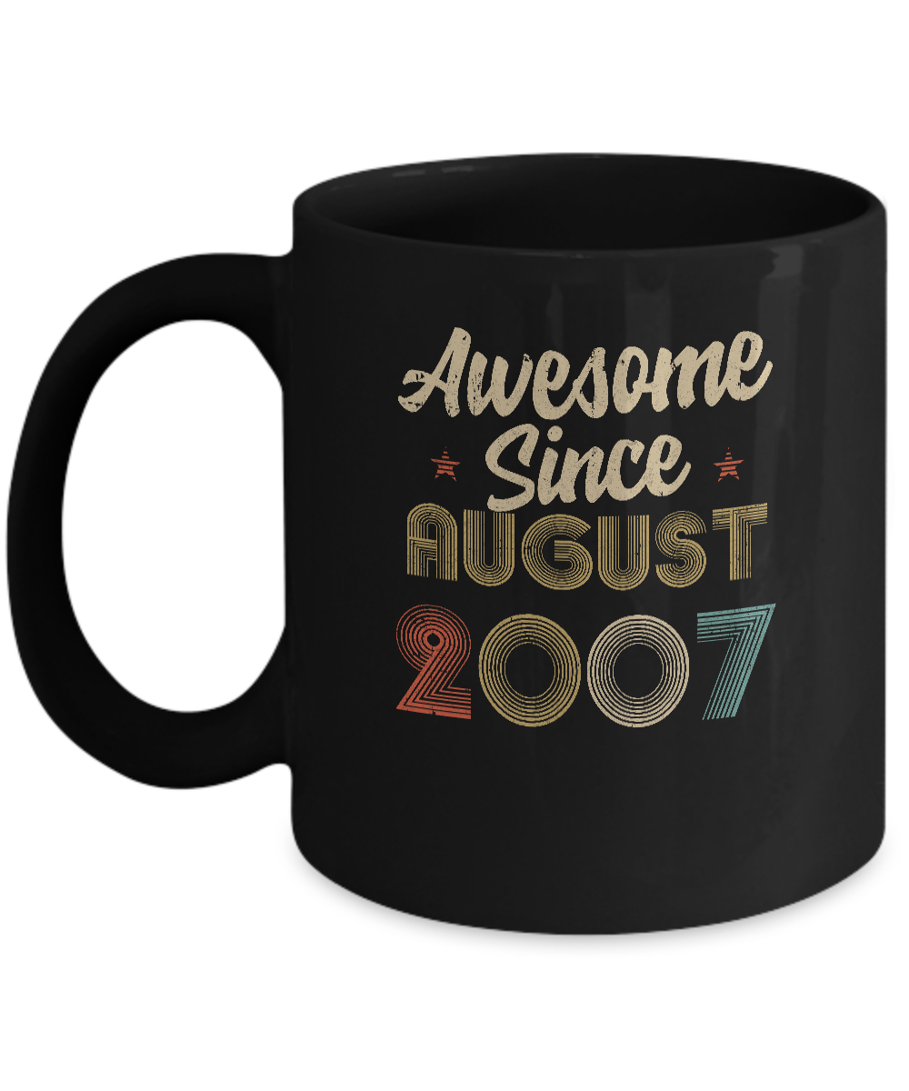 Awesome Since August 2007 Vintage 15th Birthday Gifts Mug