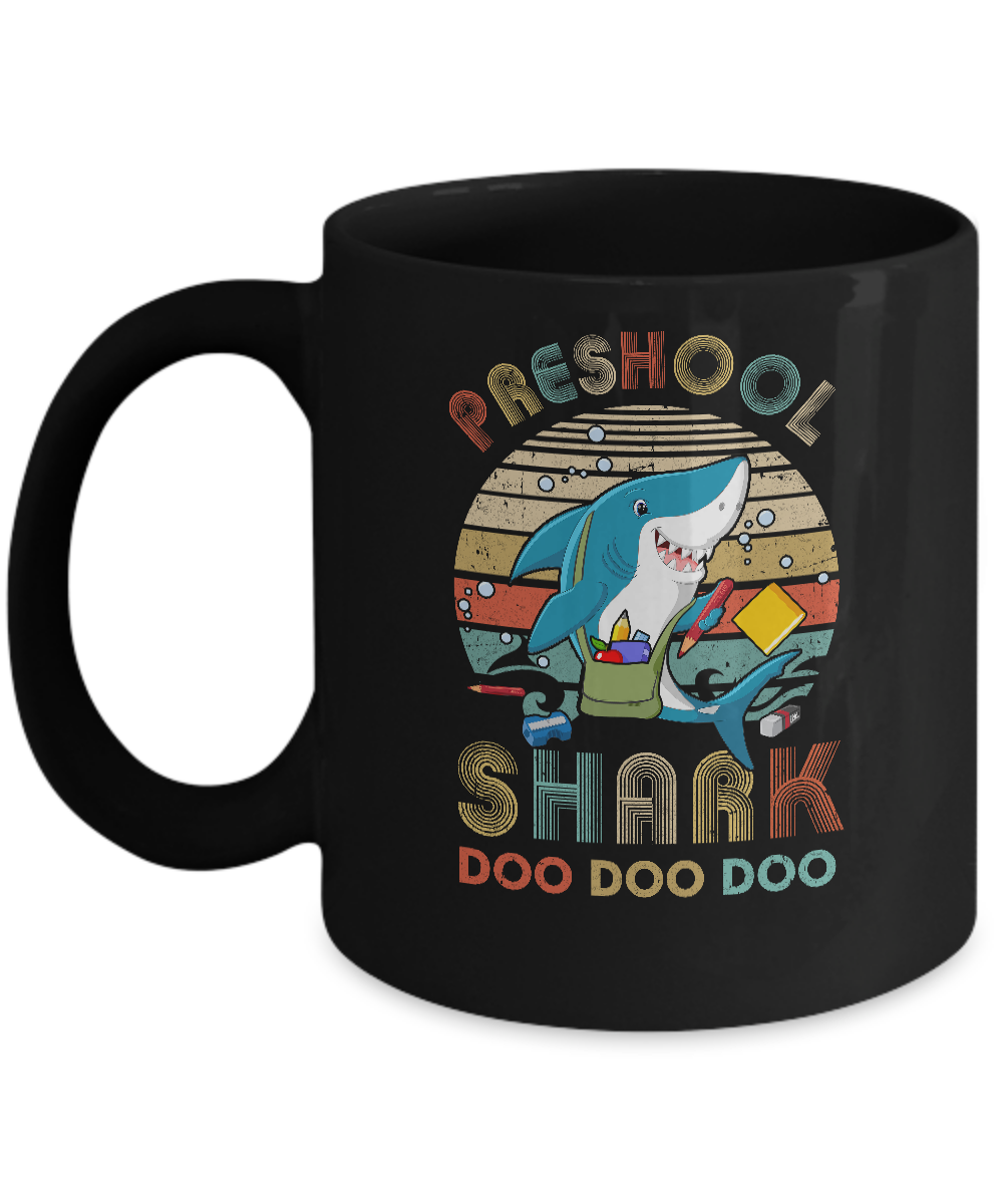 Preschool Shark Doo Doo Doo Funny Back To School Mug-Coffee Mug-11oz Mug-Black