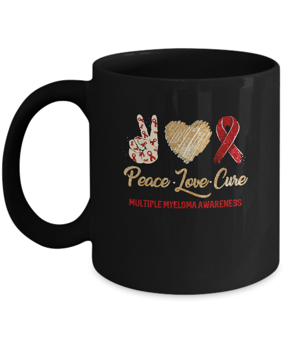Peace Love Cure Multiple Myeloma Awareness Mug-Coffee Mug-11oz Mug-Black