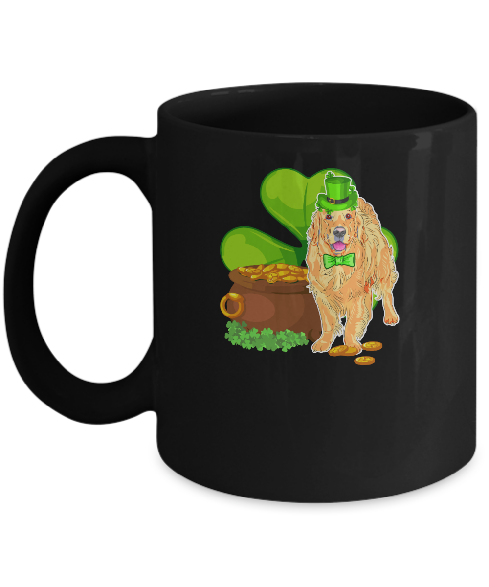 Golden Retriever St Patrick's Day Irish Dog Lover Funny Gifts Mug-Coffee Mug-11oz Mug-Black